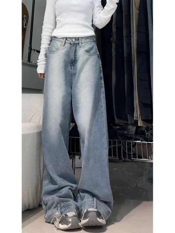 Water Washed: Retro Oversize Wide Leg Jeans For Women