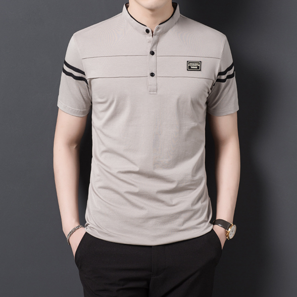 Summer Men's: T-shirt Fashion Stand Collar Short Sleeve