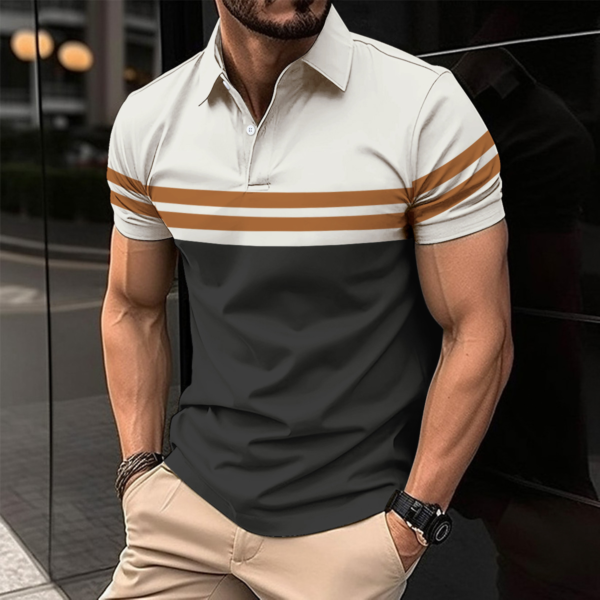 Striped Printed: Men's Casual Polo Shirt - Image 3