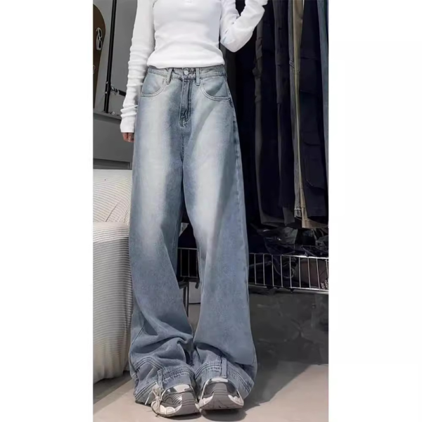 Water Washed: Retro Oversize Wide Leg Jeans For Women - Image 5