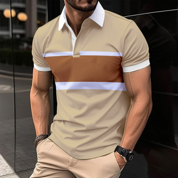 Striped Printed: Men's Casual Polo Shirt - Image 2