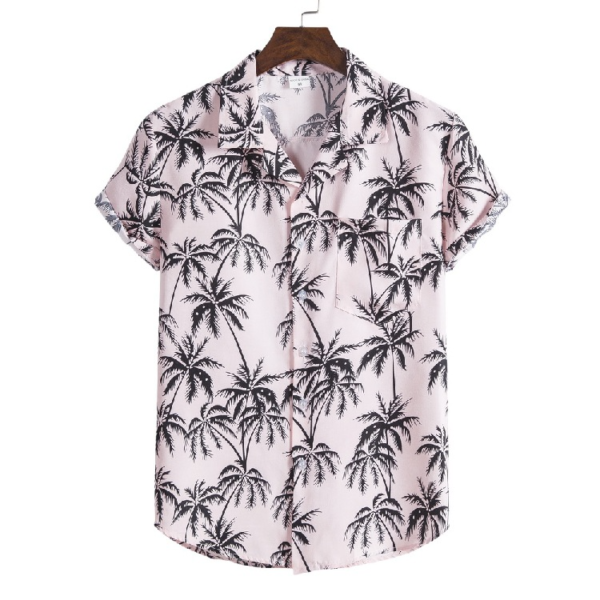 Men's: Hawaiian Beach Suit Collar Short Sleeve Floral Shirt - Image 3