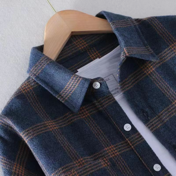 Men's: Fashion Casual Plaid Long Sleeve Shirt - Image 5