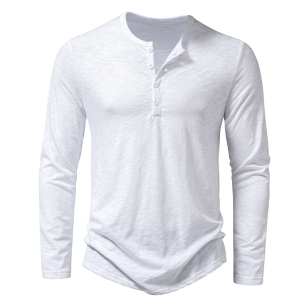 Mens Clothing: Long Sleeve T-shirt Fashion Button - Image 4