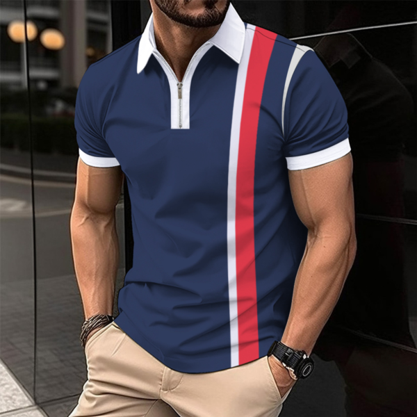 Striped Printed: Men's Casual Polo Shirt