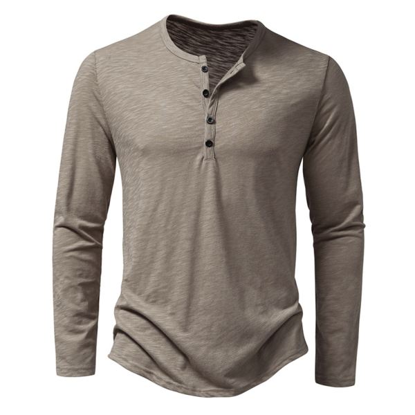 Mens Clothing: Long Sleeve T-shirt Fashion Button - Image 3