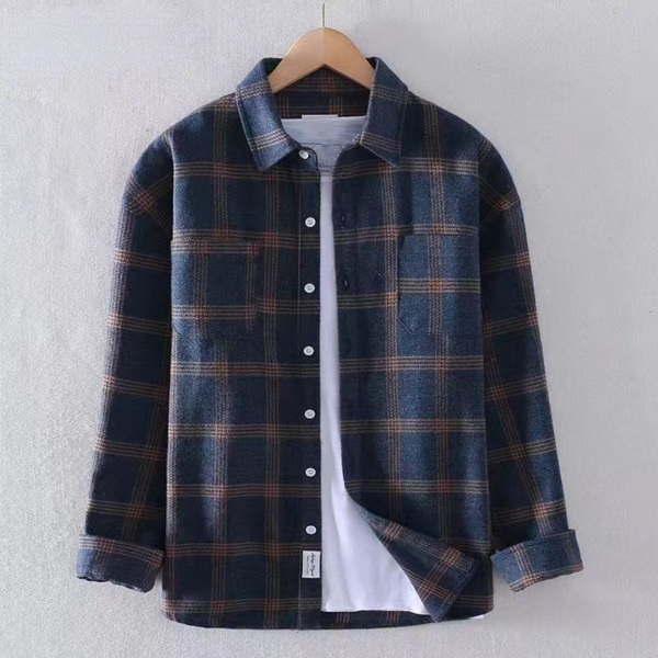 Men's: Fashion Casual Plaid Long Sleeve Shirt - Image 2