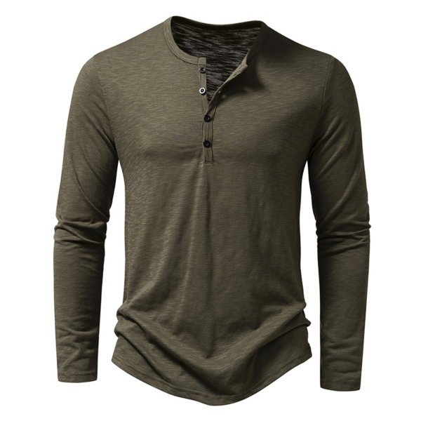 Mens Clothing: Long Sleeve T-shirt Fashion Button - Image 2