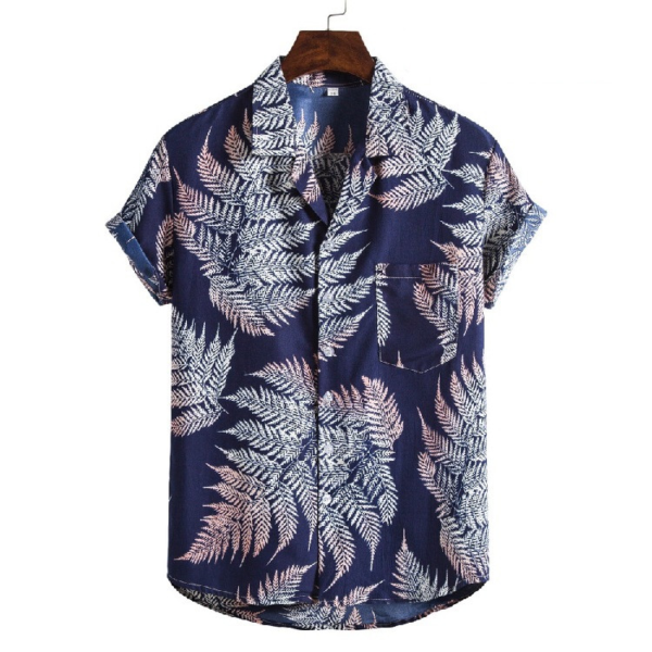 Men's: Hawaiian Beach Suit Collar Short Sleeve Floral Shirt - Image 6