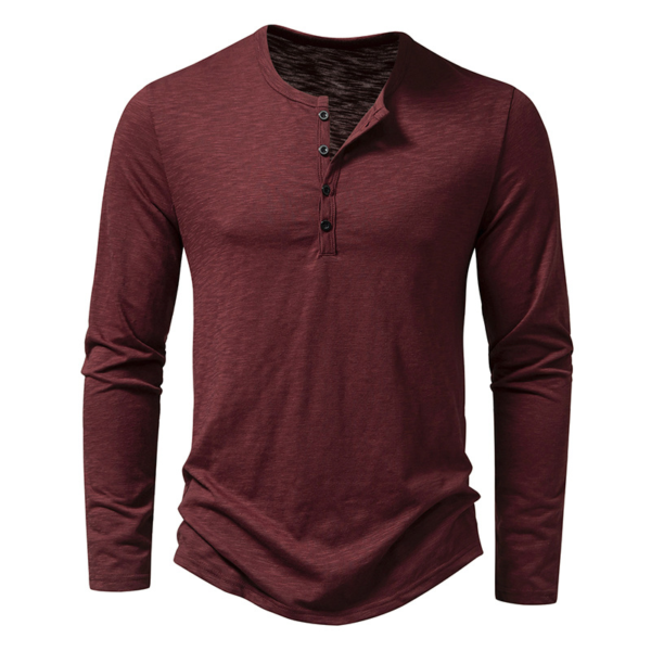 Mens Clothing: Long Sleeve T-shirt Fashion Button - Image 5