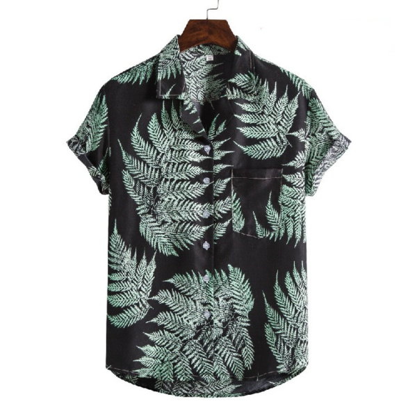 Men's: Hawaiian Beach Suit Collar Short Sleeve Floral Shirt - Image 5